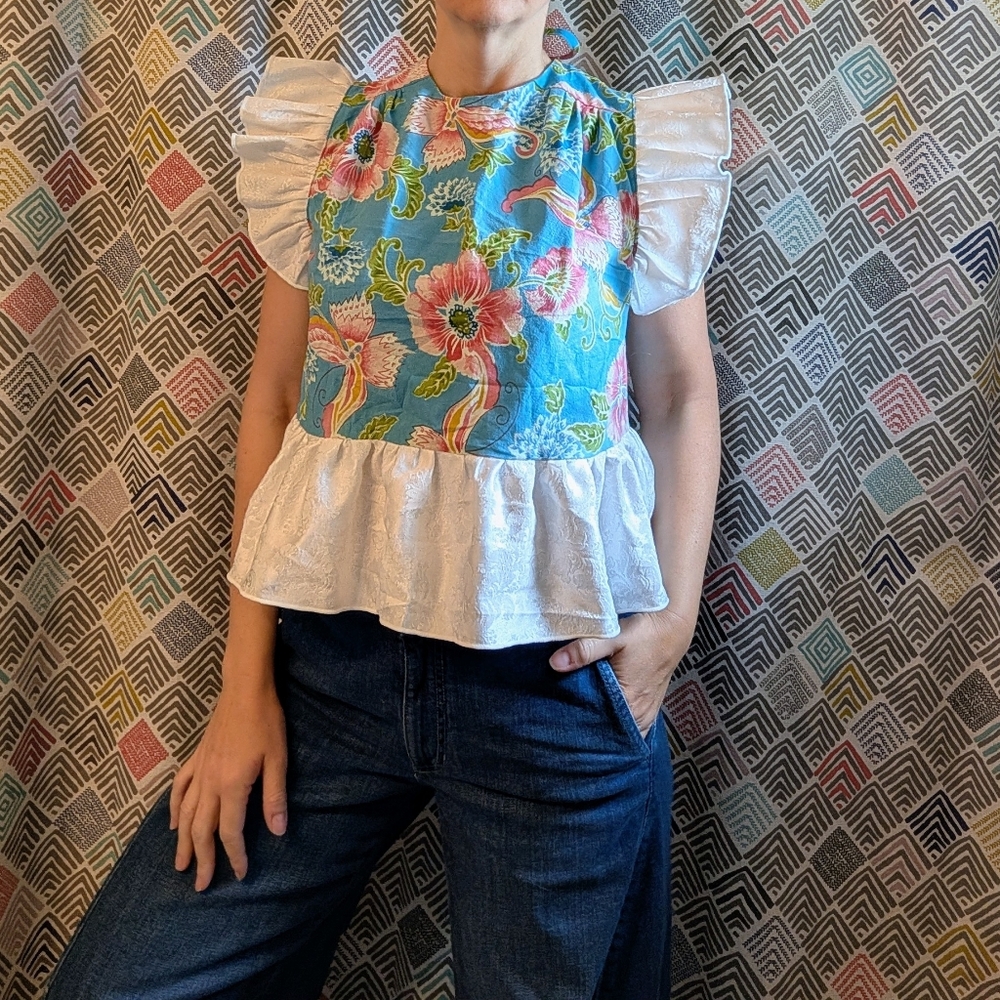 OOAK BLOUSE upcycled from tablecloths S
